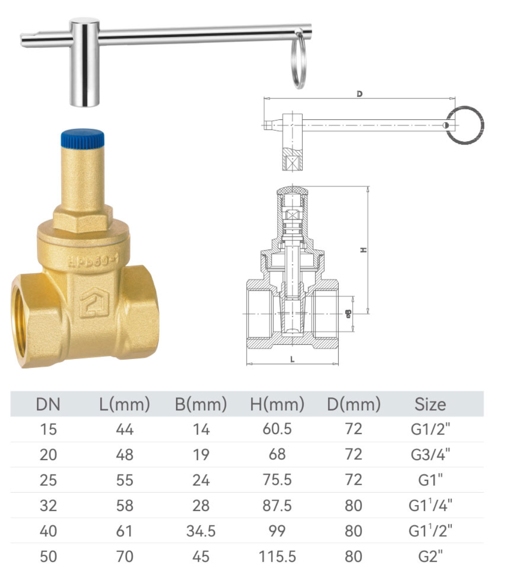 Brass lock gate valve (full bore)