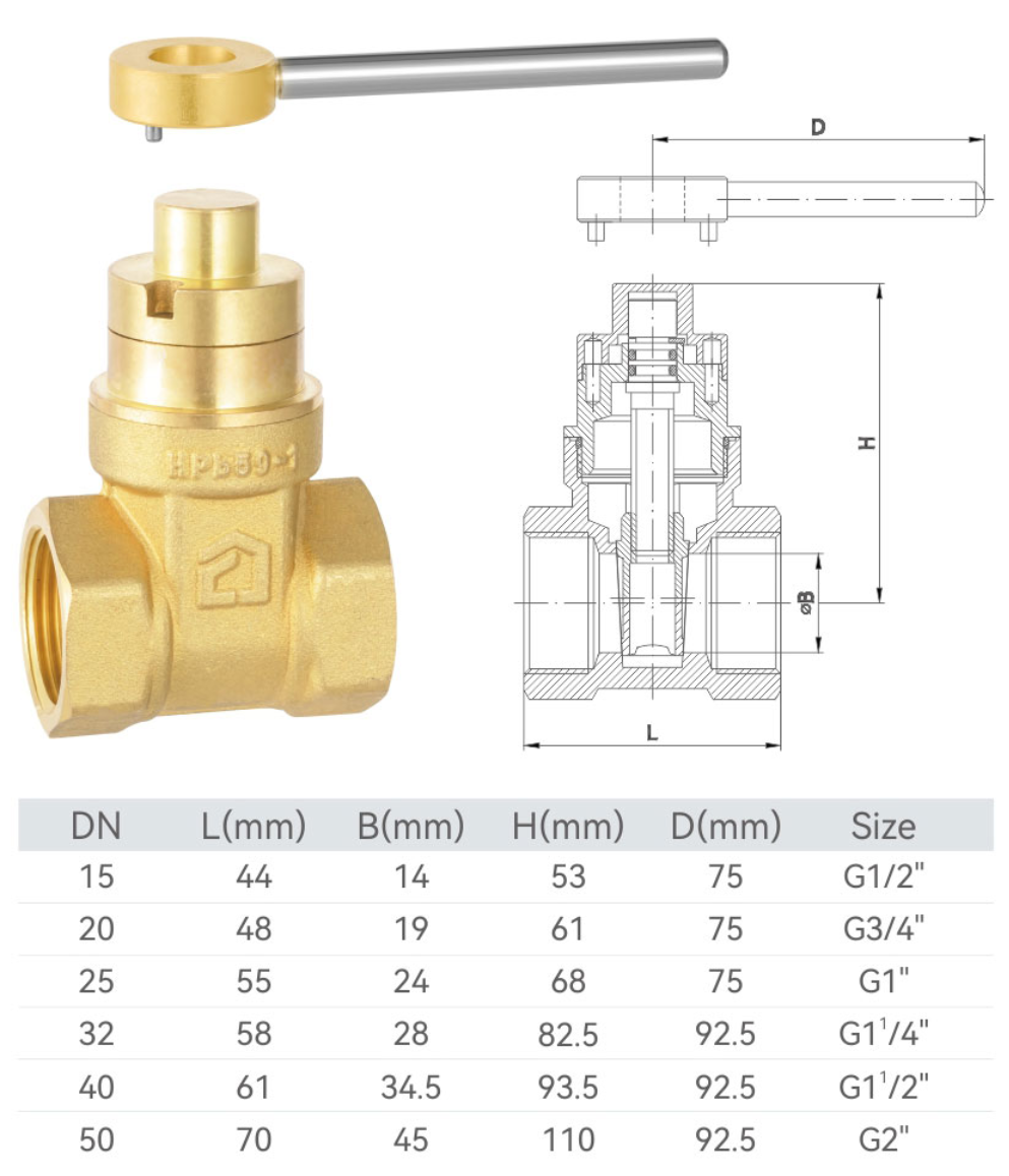 Brass magnetic lock gate valve (full bore)