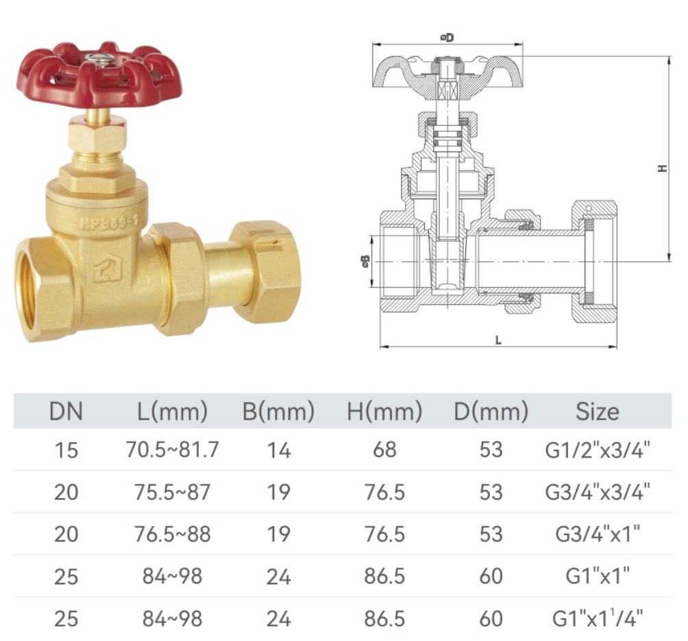 AC-C1020 Brass water meter gate valve (full bore)