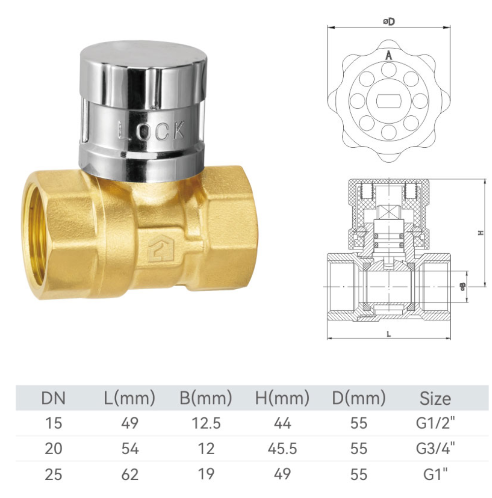  AC-C2160 Brass magnetic lock ball valve(aluminum cap)