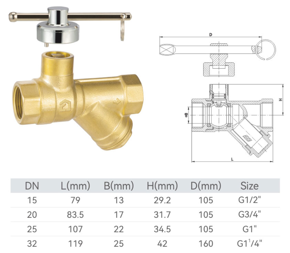 AC-C2400 Brass magnetic lock filter ball valve (one word lock)