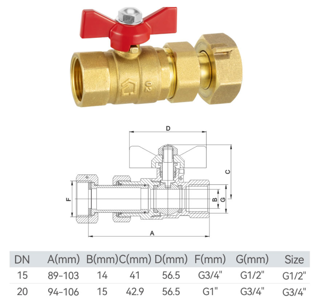 AC-C2410 Brass water meter ball valve