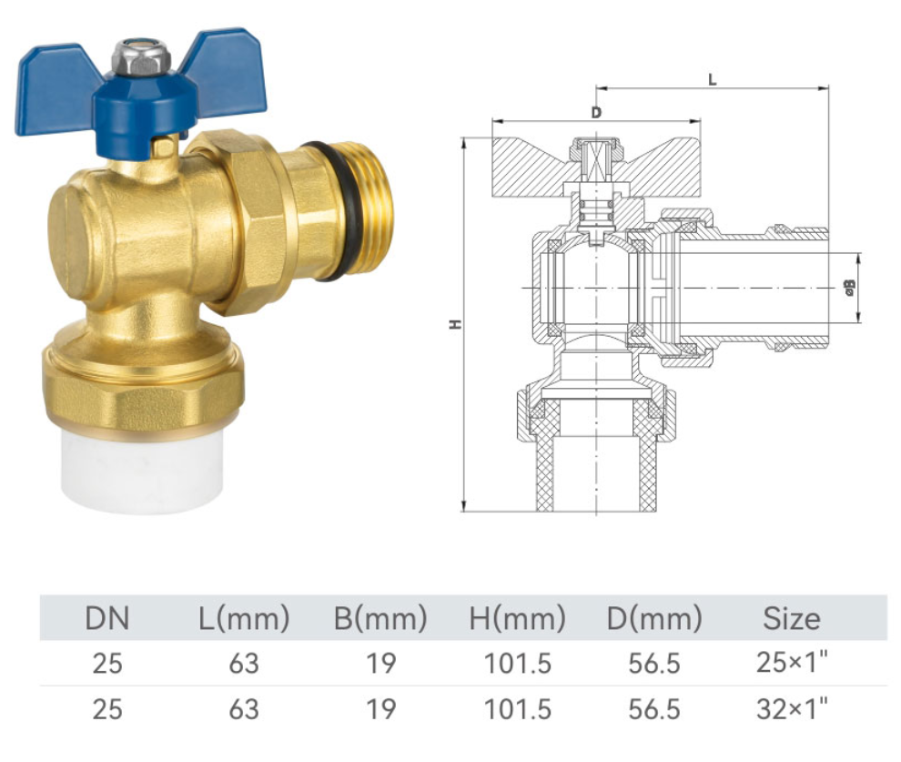 AC-C2050 Brass outer wire hot-melt angle ball valve
