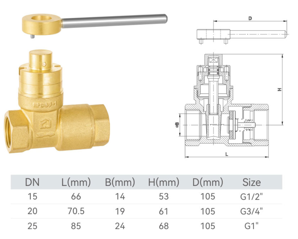 AC-C1042 Brass magnetic lock check gate valve (full bore)