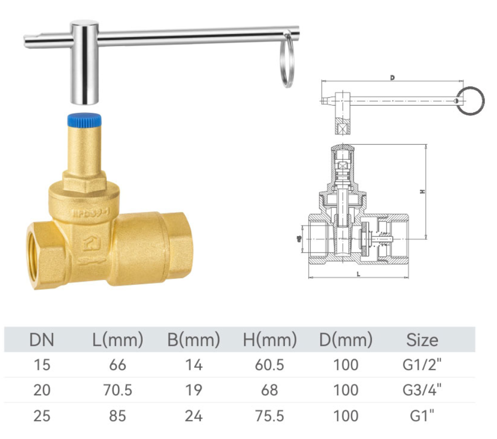  AC-C1041 Brass lock check gate valve (full bore)
